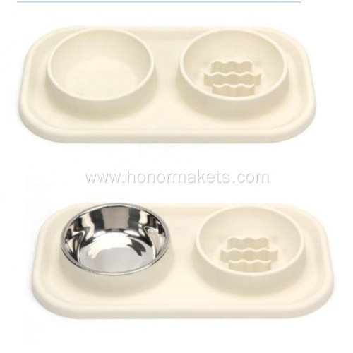 Silicone pet food bowl with SS bowl
